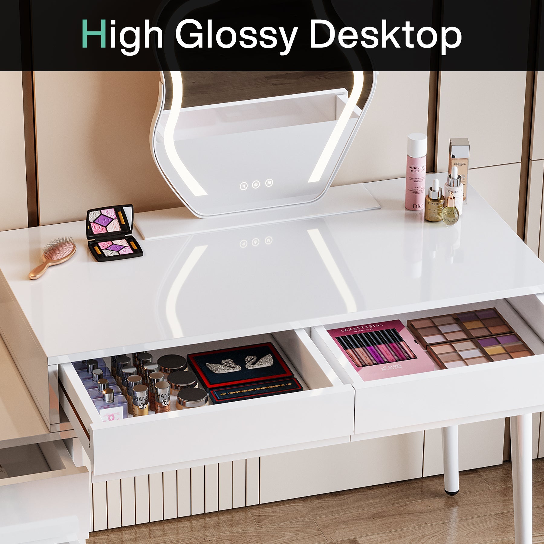 Modern Computer Desk Home Office Desk with 5 Storage Drawers