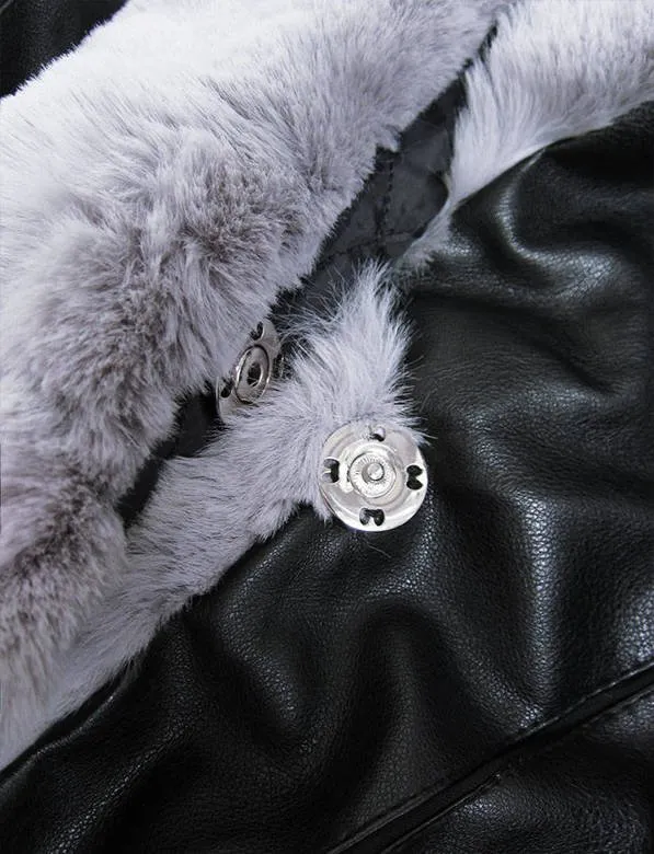 Black fur jacket Leather