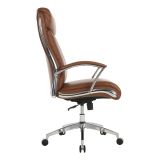 Modern Comfort Verismo Bonded Leather High-Back Executive Chair， Brown/Chrome， BIFMA Certified