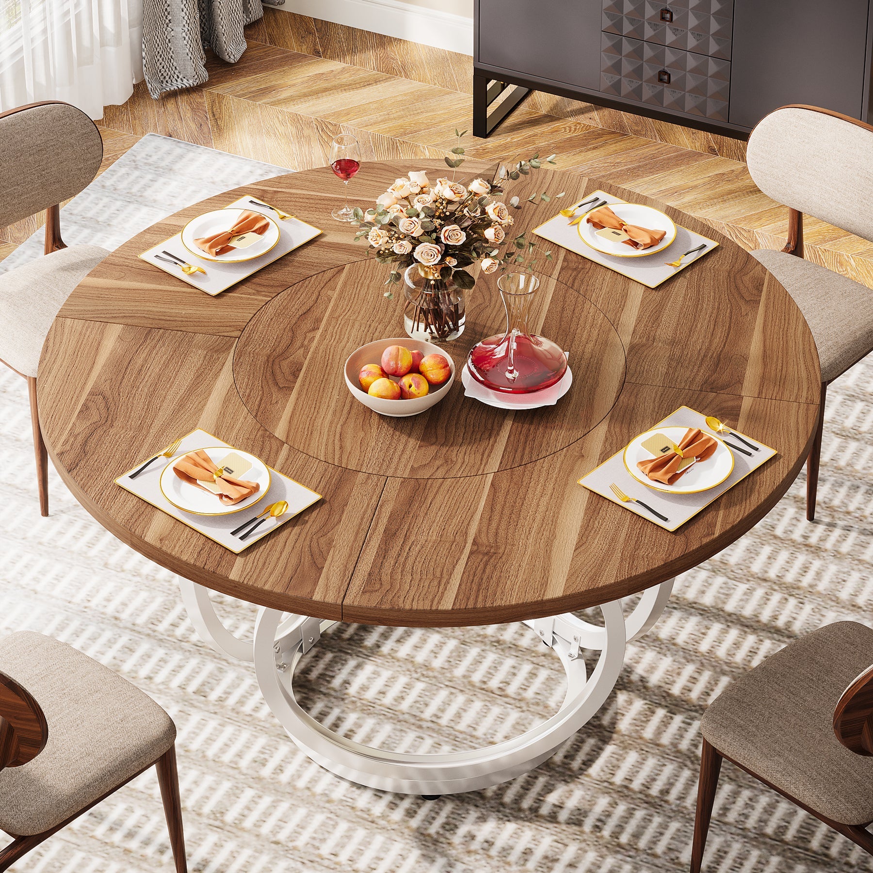 Round Dining Table for 4, Modern 47