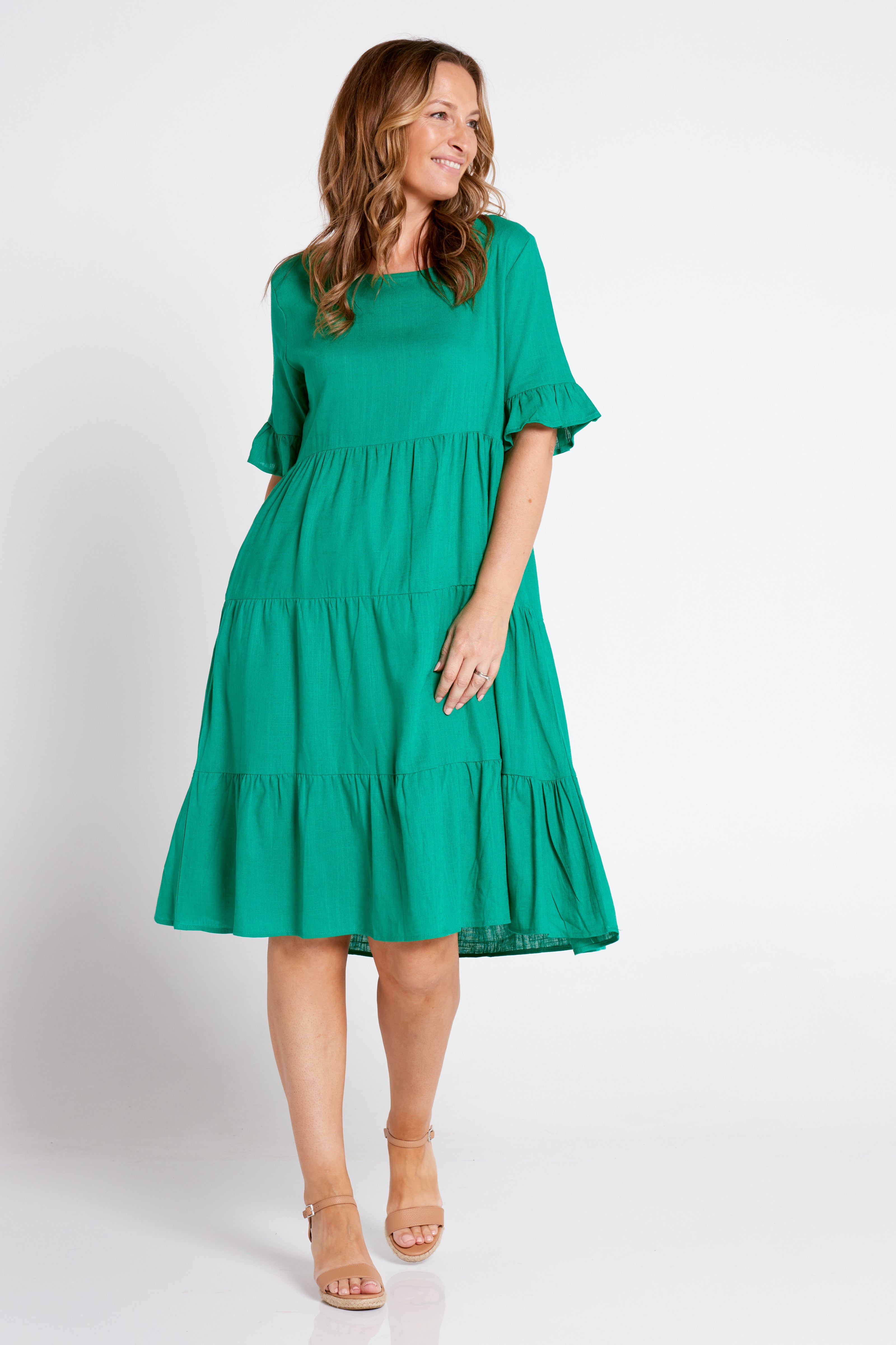 Jackson Linen Dress - Jade Green