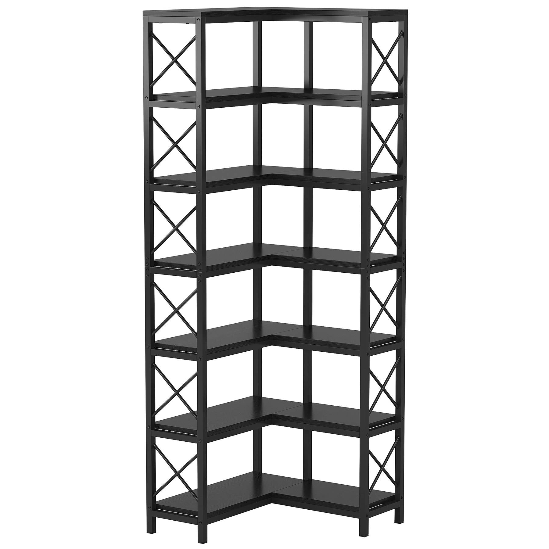 7-Tier Corner Bookshelf Corner Bookcase Storage Display Rack