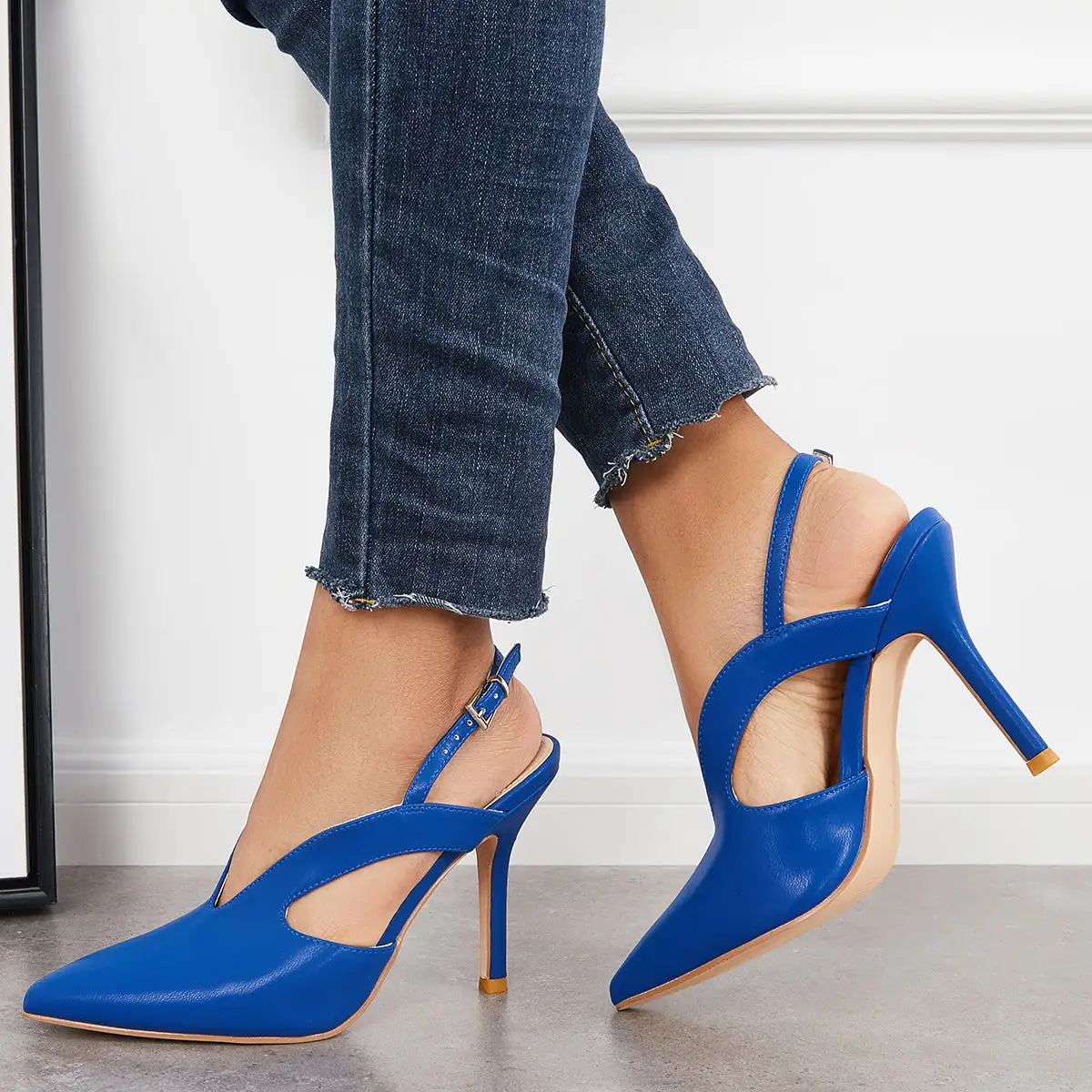 Pointed Toe Slingback Stiletto Pumps Thin High Heel Dress Shoes