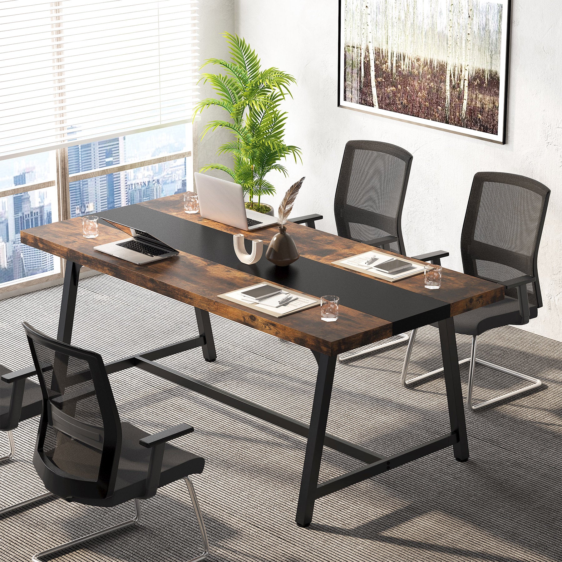 6FT Conference Table, 70.8” Executive Desk Office Computer Meeting Table