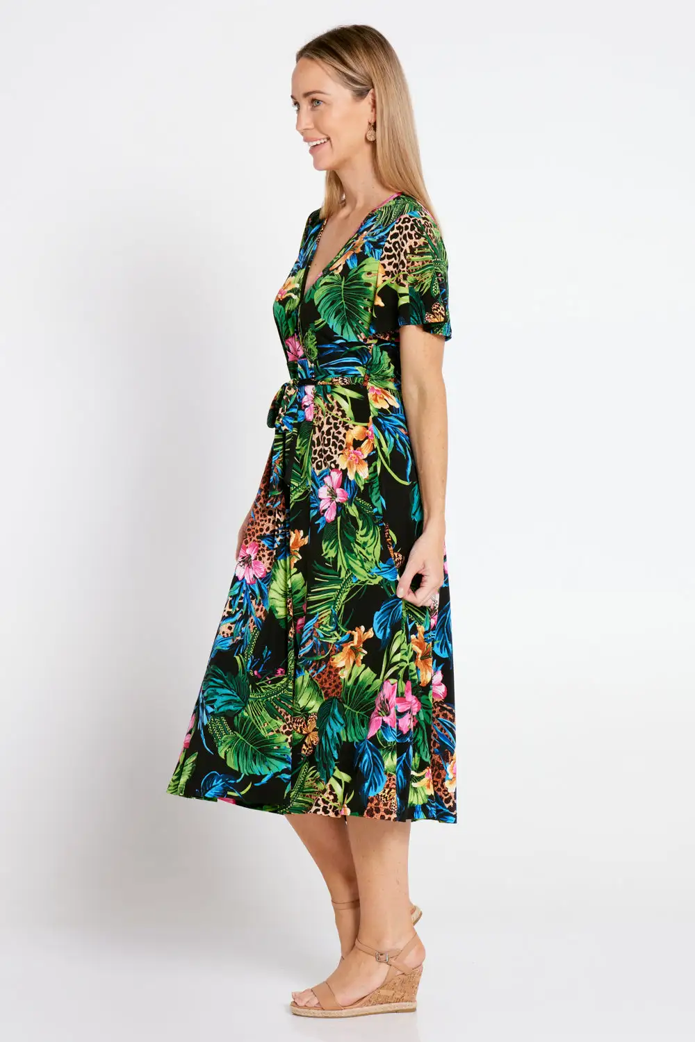 Stacey Wrap Dress - Midnight Jungle