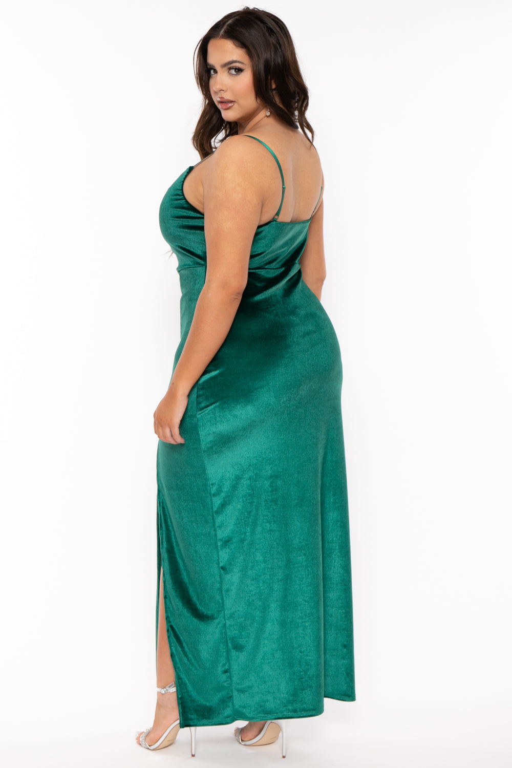 Plus Size Zarai Velvet M-Slit Dress - Green