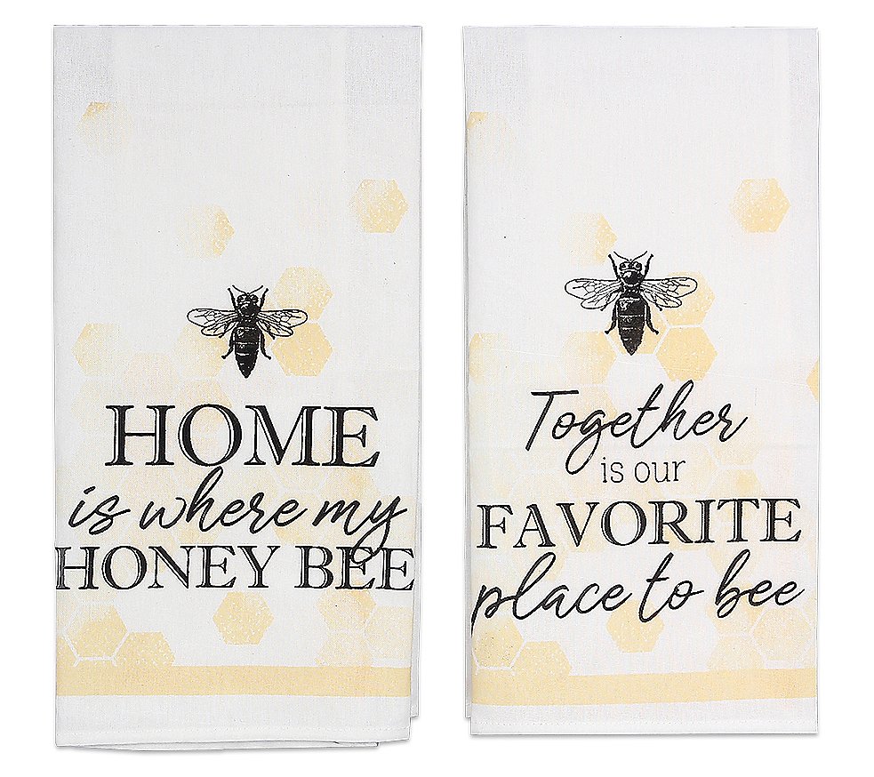 Young's Inc Set of 2 Bee Tea Towels