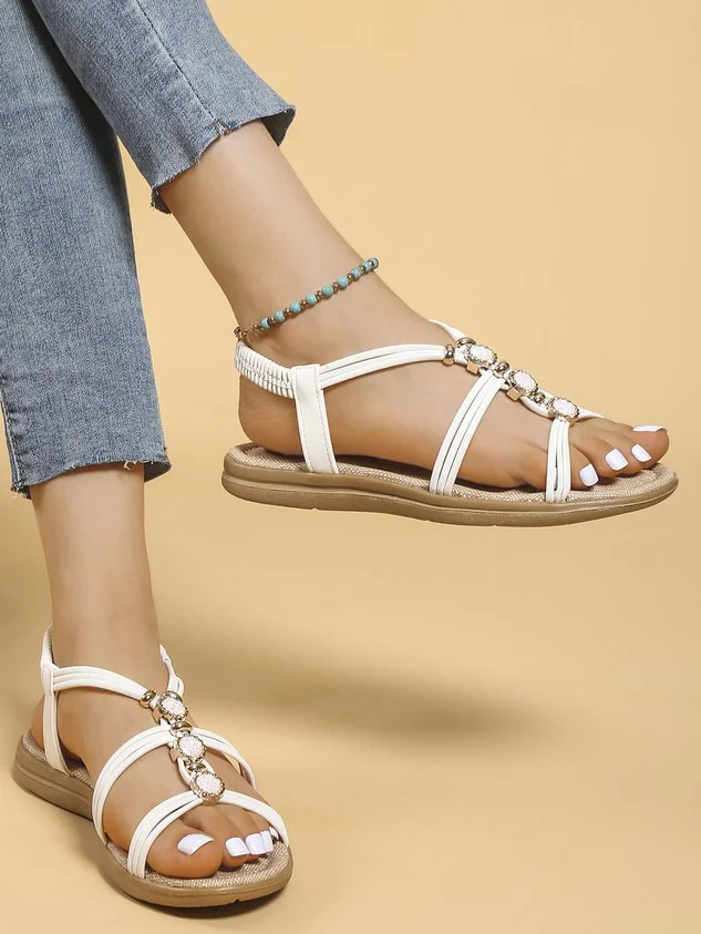 Resort Soft Sole Lightweight Bohemian Rhinestone Sandals