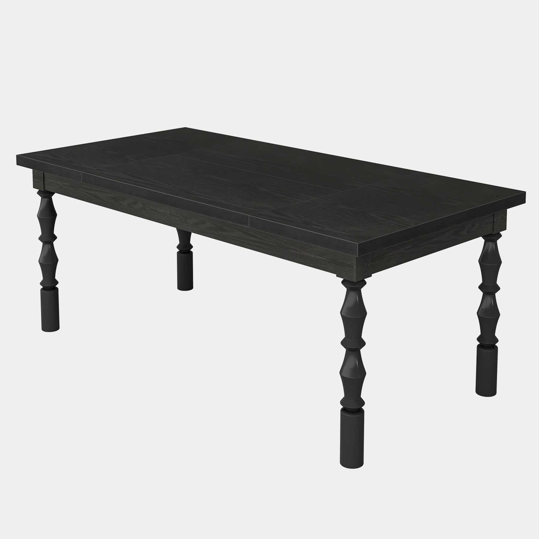 Wood Dining Table, 62” Kitchen Table with Carved Turned Legs for 4-6 People