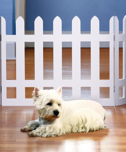 ETNA Products Picket Fence Wood Pet Gate， White， 42