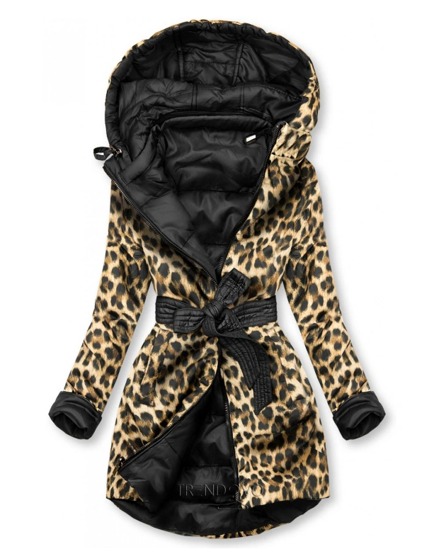 Ladies double wear leopard print parka coat