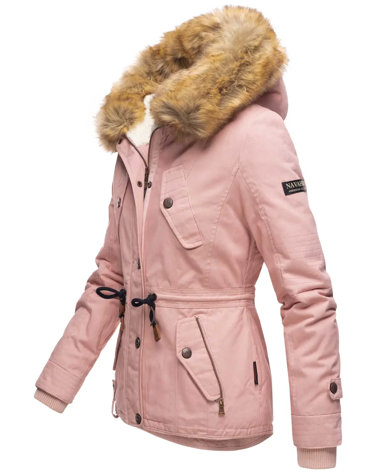 Ladies winter hooded faux fur coat