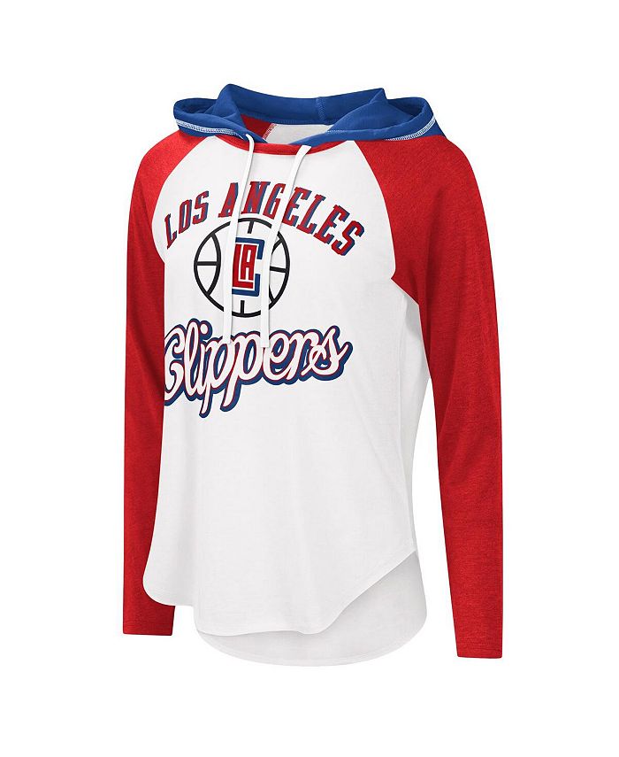 Women's White LA Clippers MVP Raglan Hoodie Long Sleeve T-shirt
