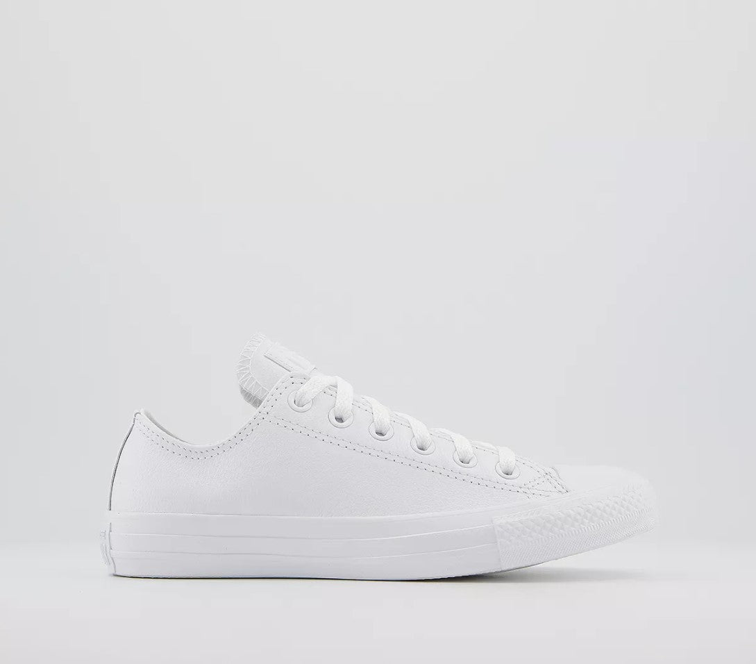 Womens Converse All Star Low Leather Trainers White Mono Leather