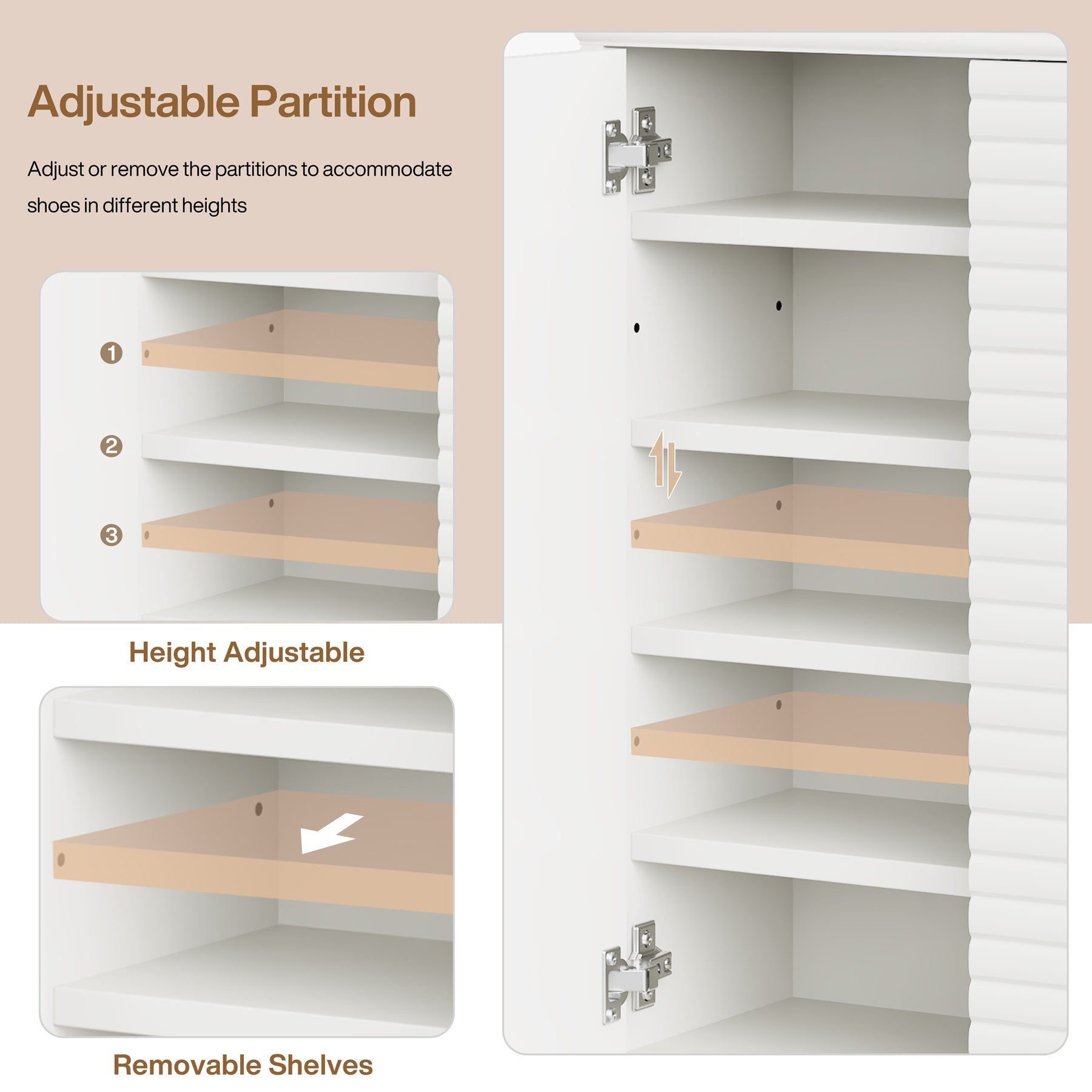 5-Tier Shoe Cabinet Entryway Shoe Organizer Adjustable Shelves & Doors