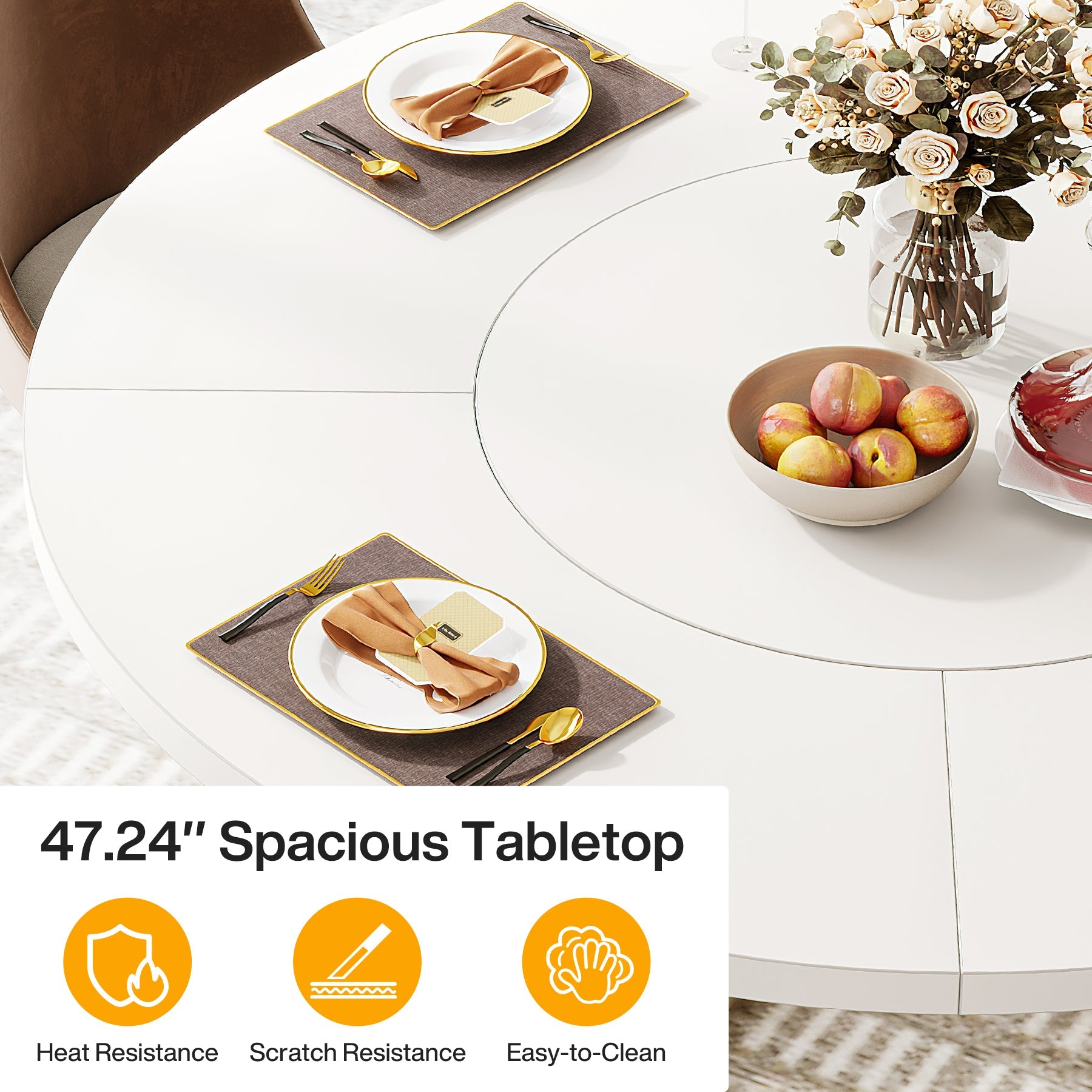 Round Dining Table for 4, Modern 47