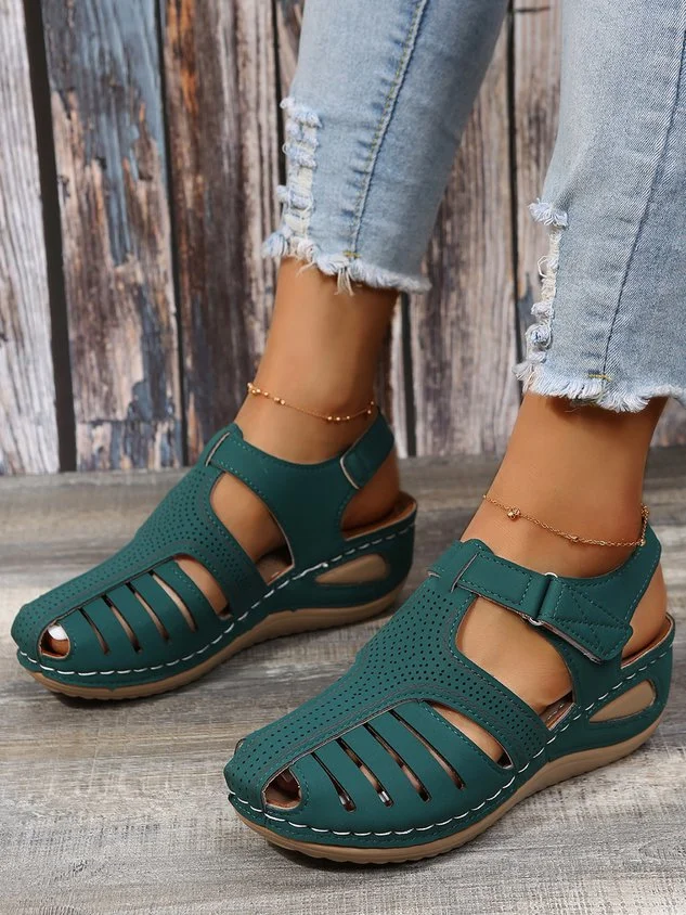 Cutout Breathable Vintage Casual Wedge Roman Sandals