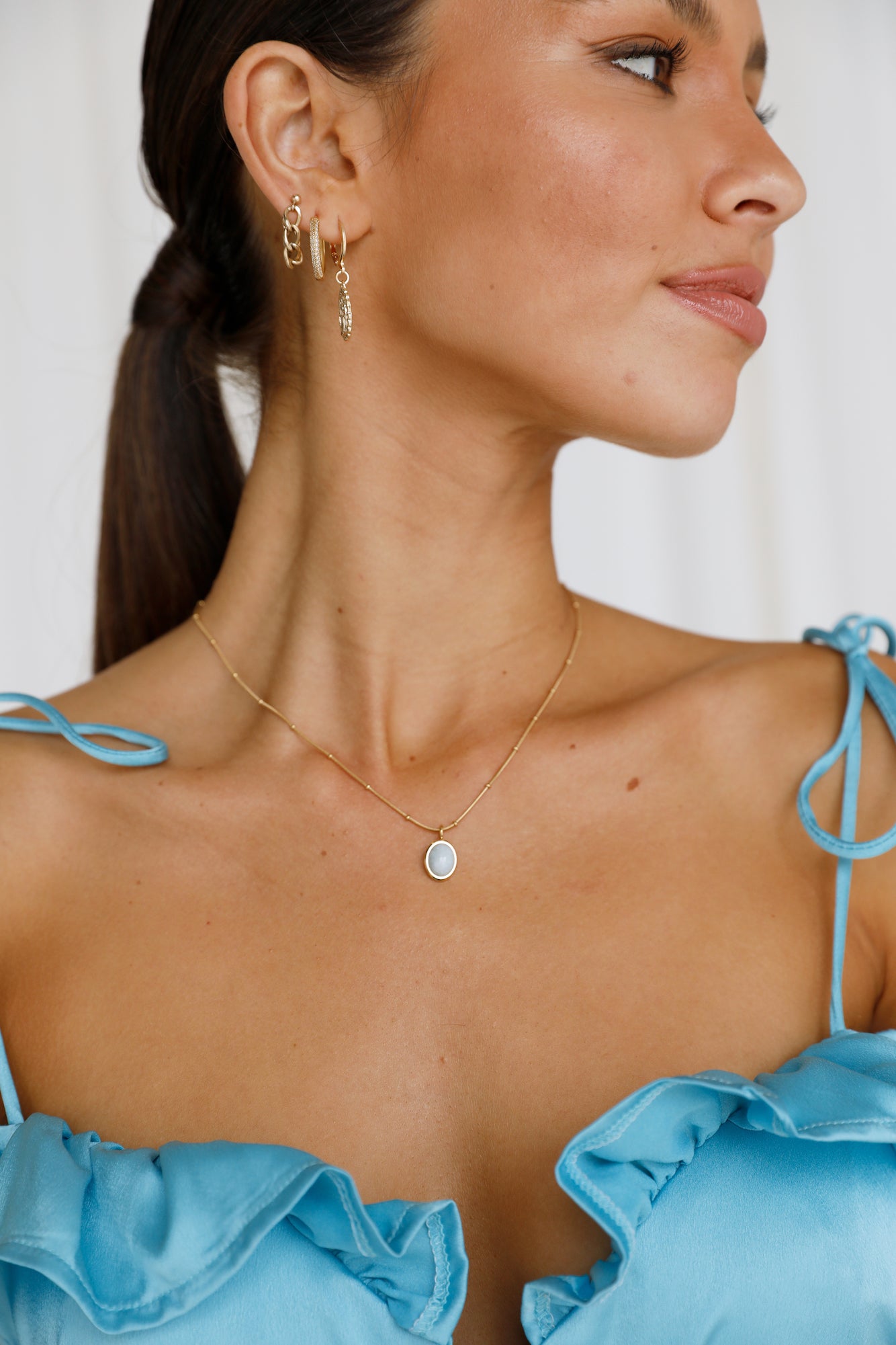 18K Gold Plated Hidden Sapphire Necklace