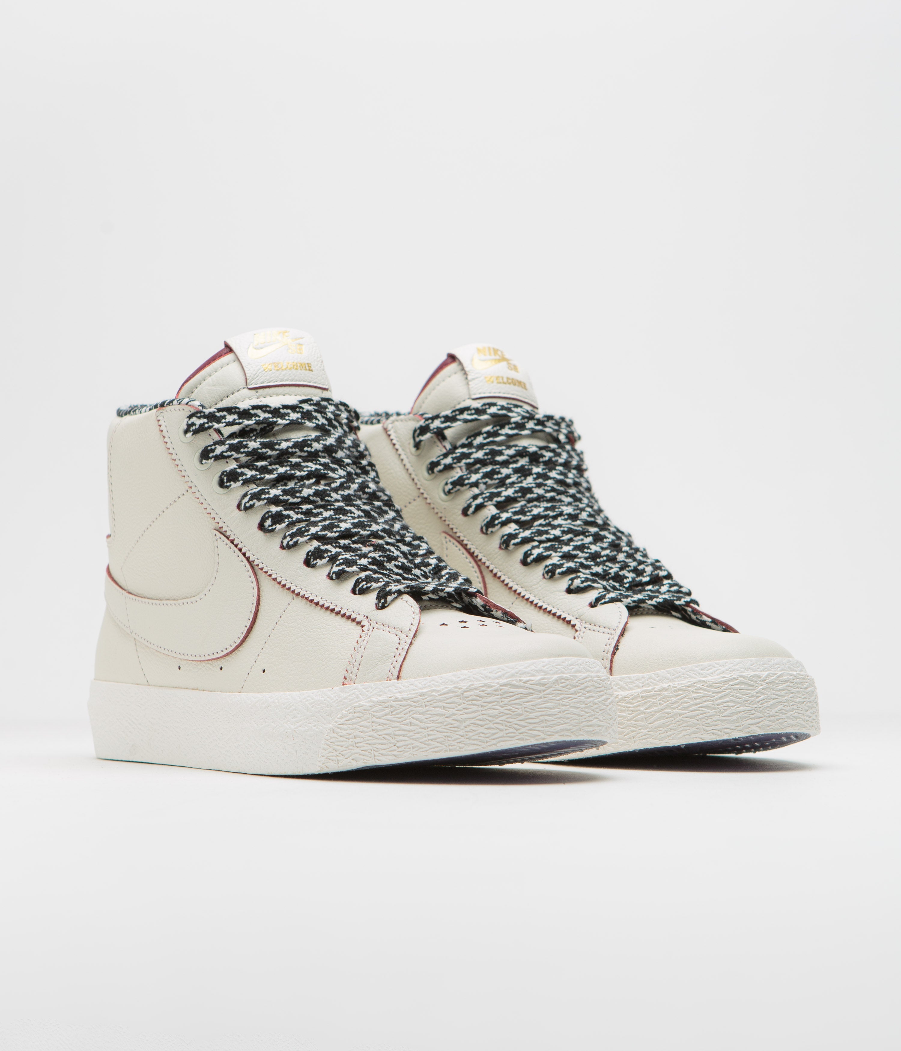 Nike SB x Welcome Skateboarding Blazer Mid Shoes - Sail / Dark Beetroot - White