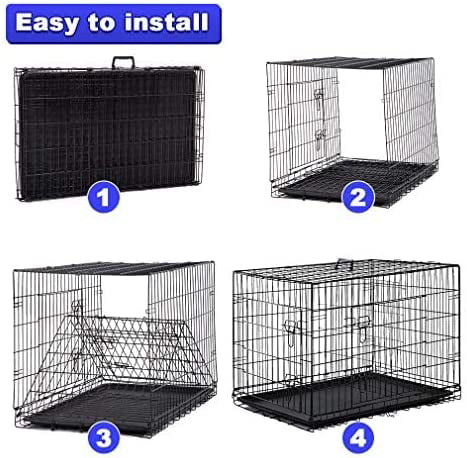 BestPet Dog Crates for Large Dogs Folding Mental with Double-Door，Divider Panel， Removable Tray and Handle (24