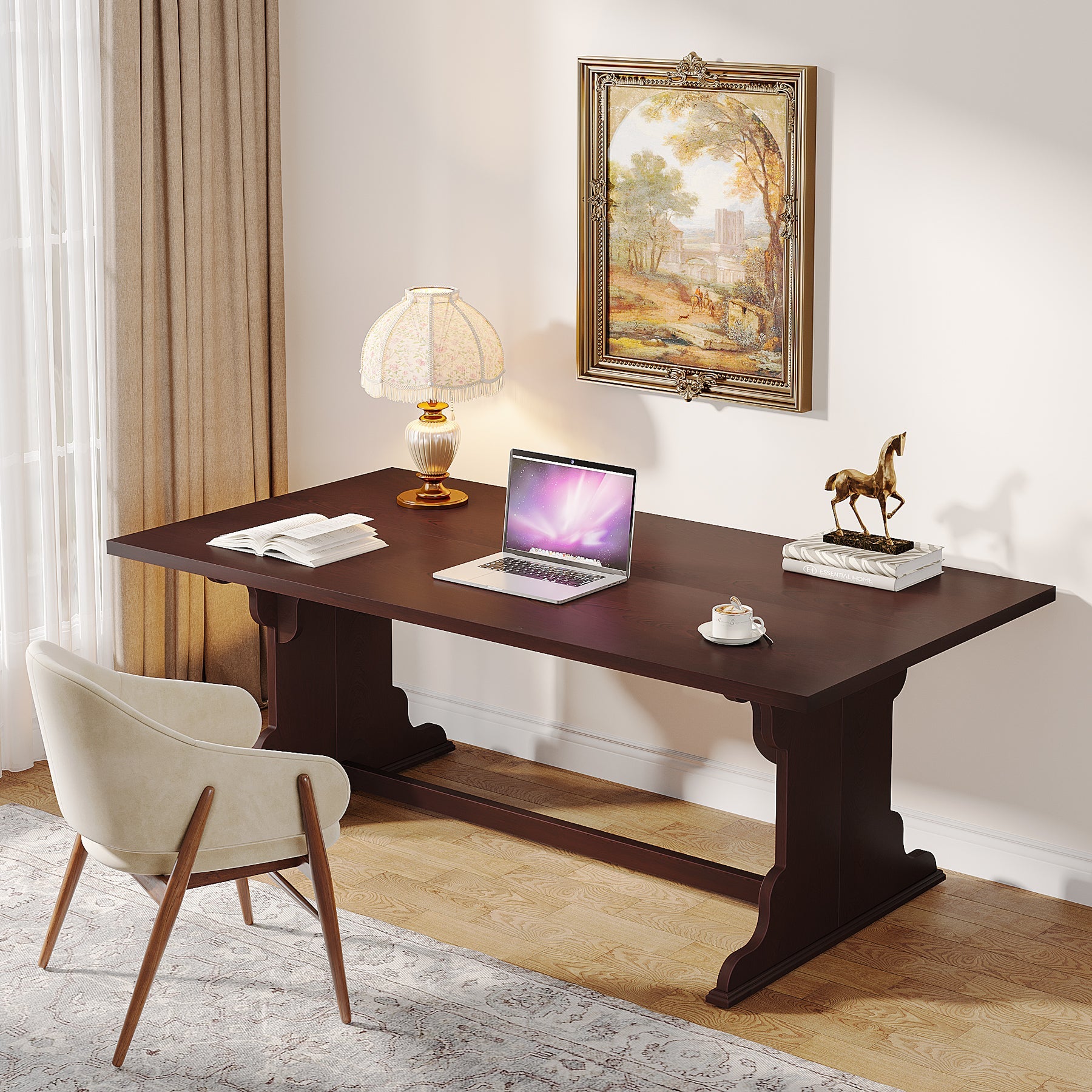 Wood Computer Desk, 63-inch Executive Desk Writing Table