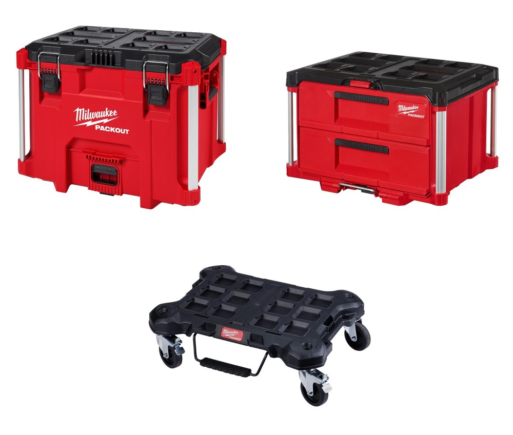 Milwaukee PACKOUT XL Tool Box 2 Drawer Tool Box Dolly Bundle  48-22-8429-8442-8410 from Milwaukee