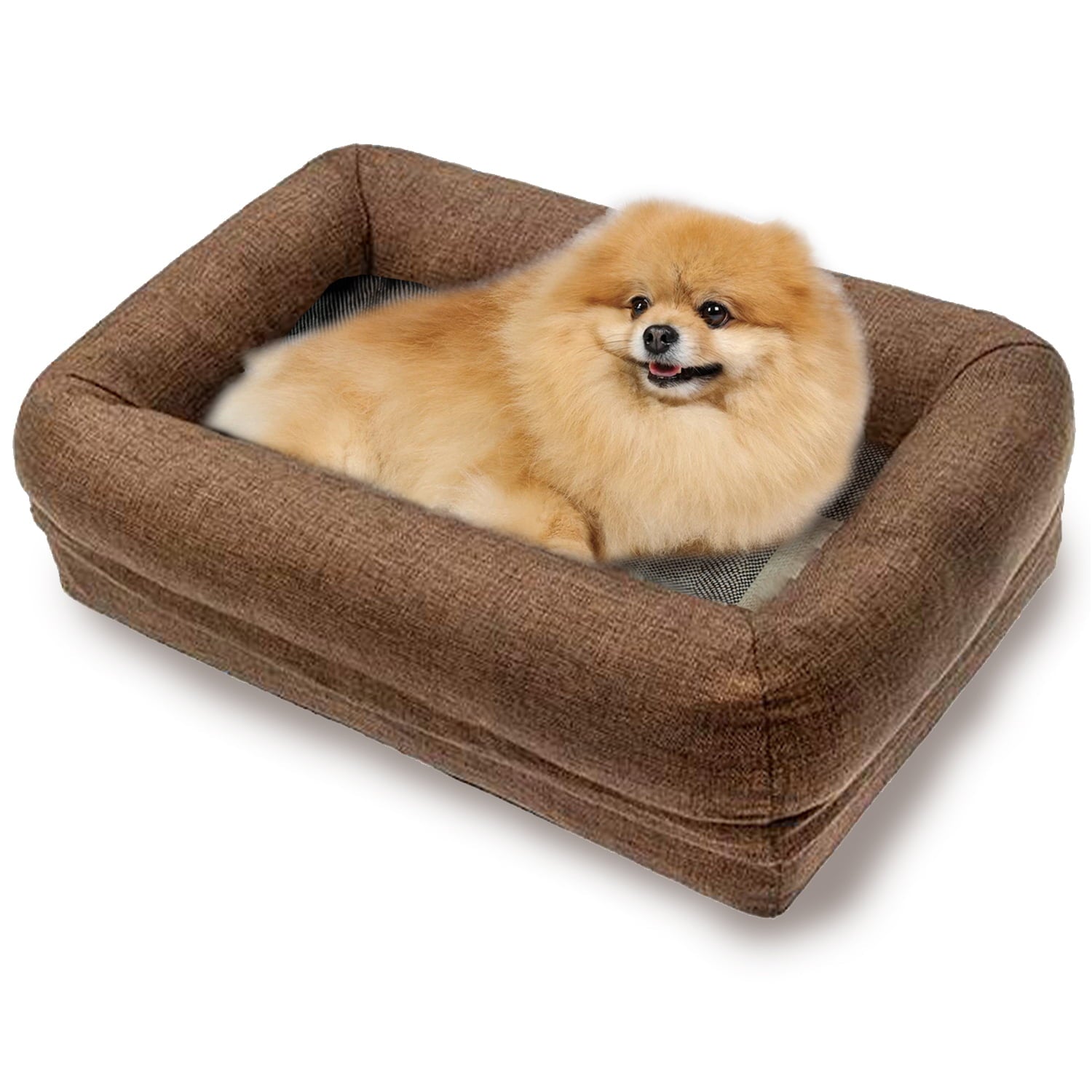 PinkSheep Waterproof Memory Foam Dog Bed Plush Orthopedic Sofa Pet Bed with Removable Cover for Small Medium Sized Cats Dogs