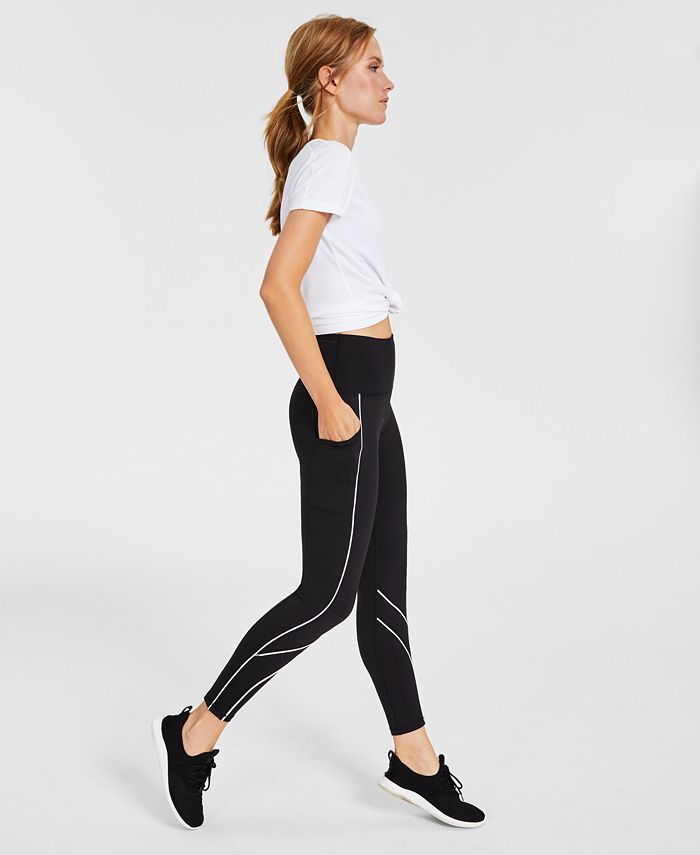 Petite Contrast Piping 7/8 Leggings， Created for Macy's