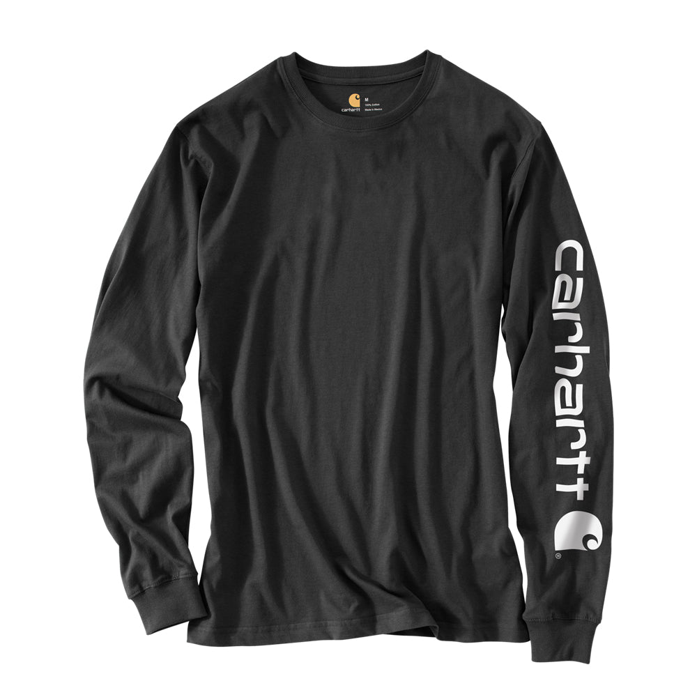 Carhartt Men's Signature Logo Long Sleeve T-Shirt_Black