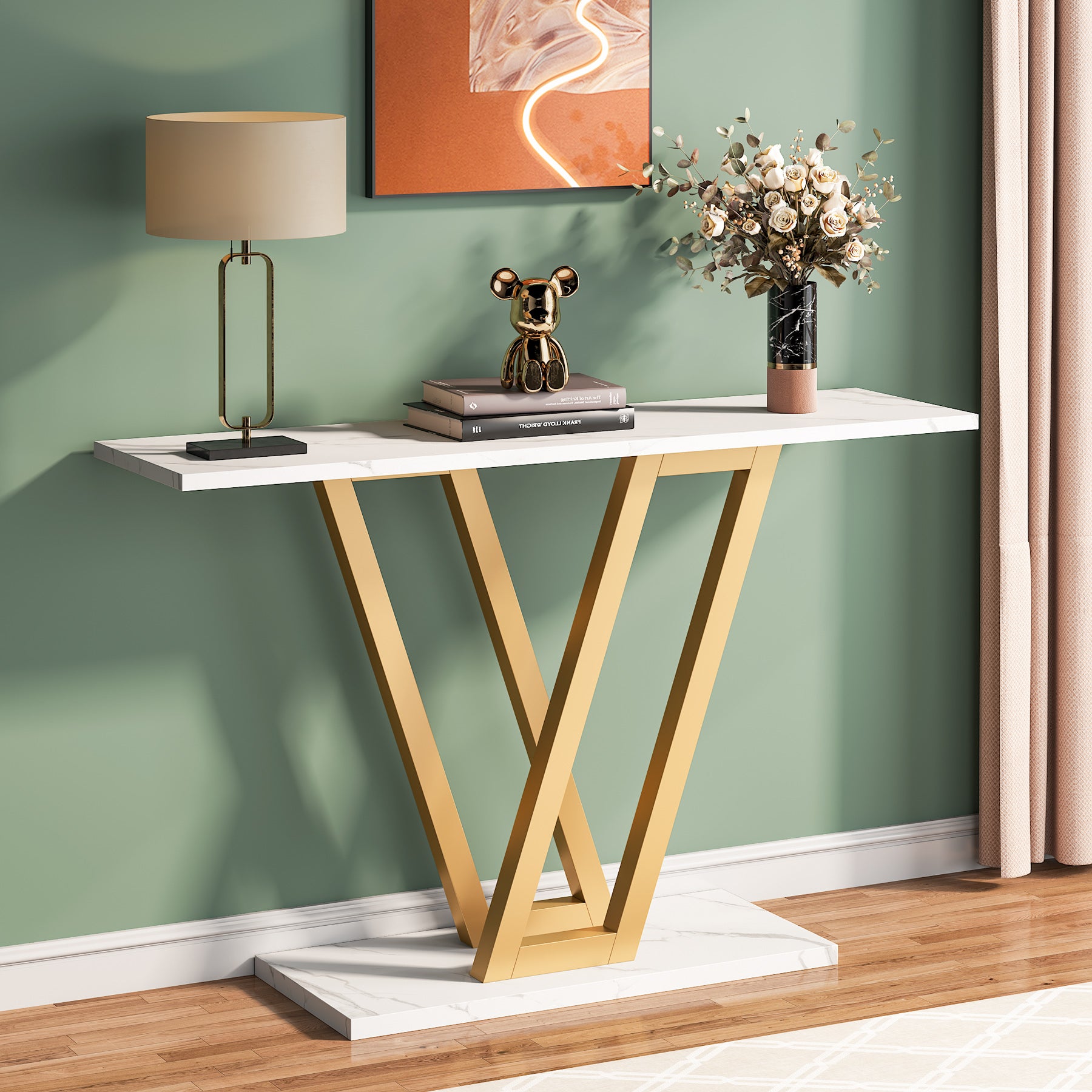 43 Inch Console Table, Industrial Entryway Hallway Table