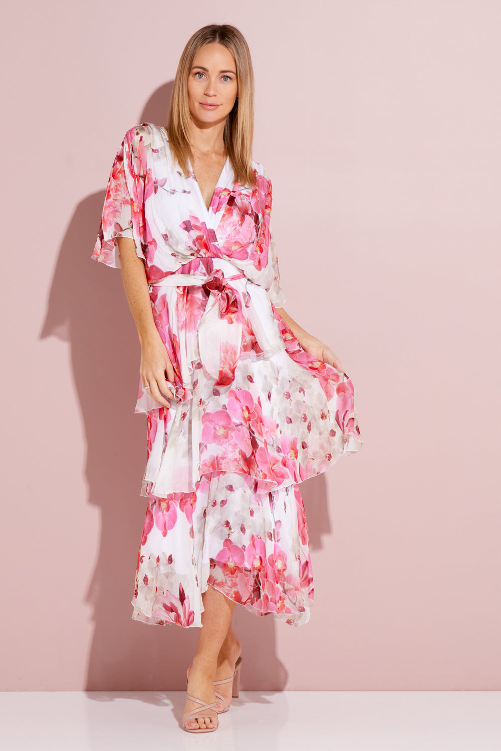 Loira Dress - Pink White Floral