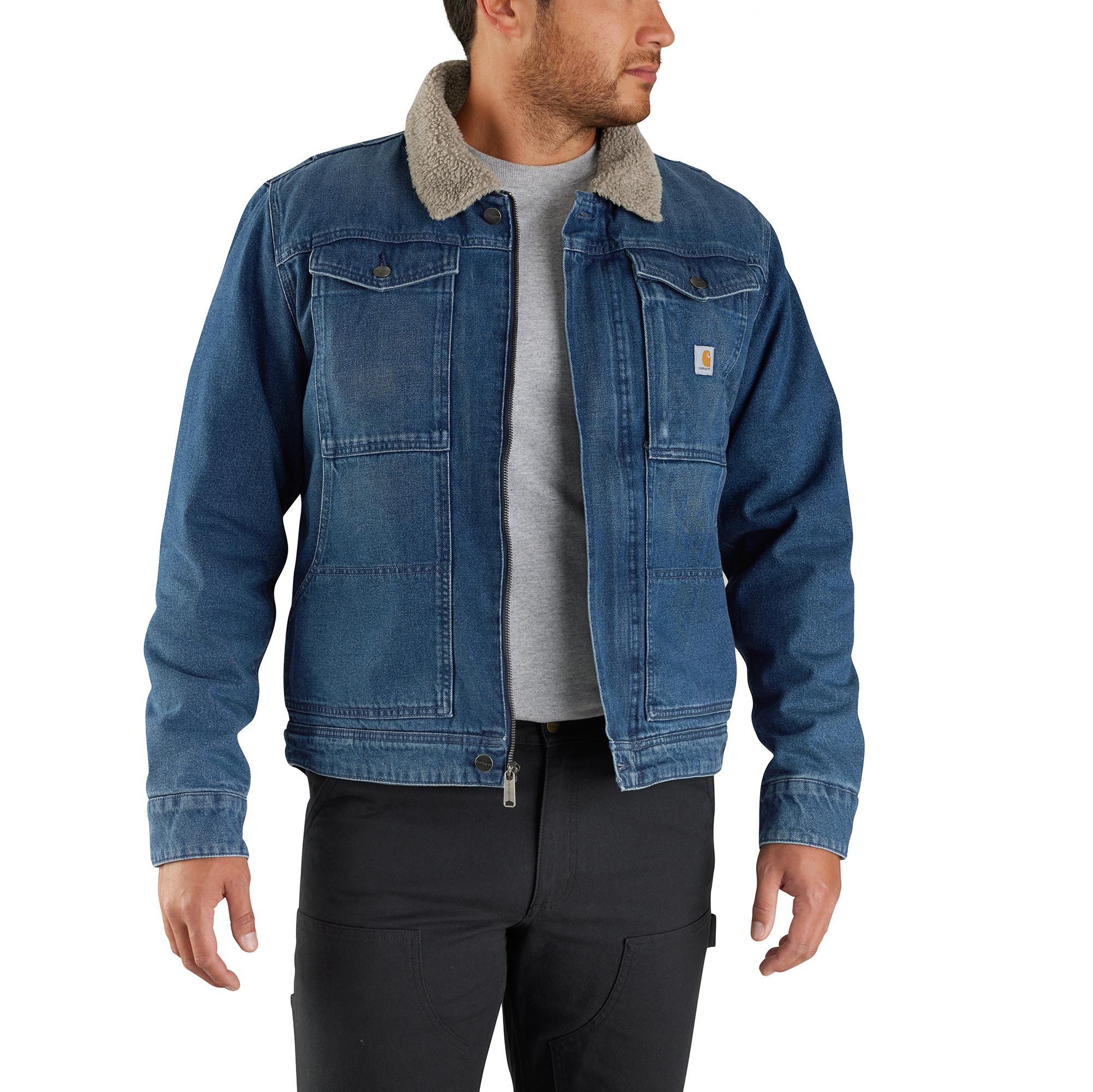 Carhartt Men's Relaxed Fit Denim Sherpa-Lined Jacket