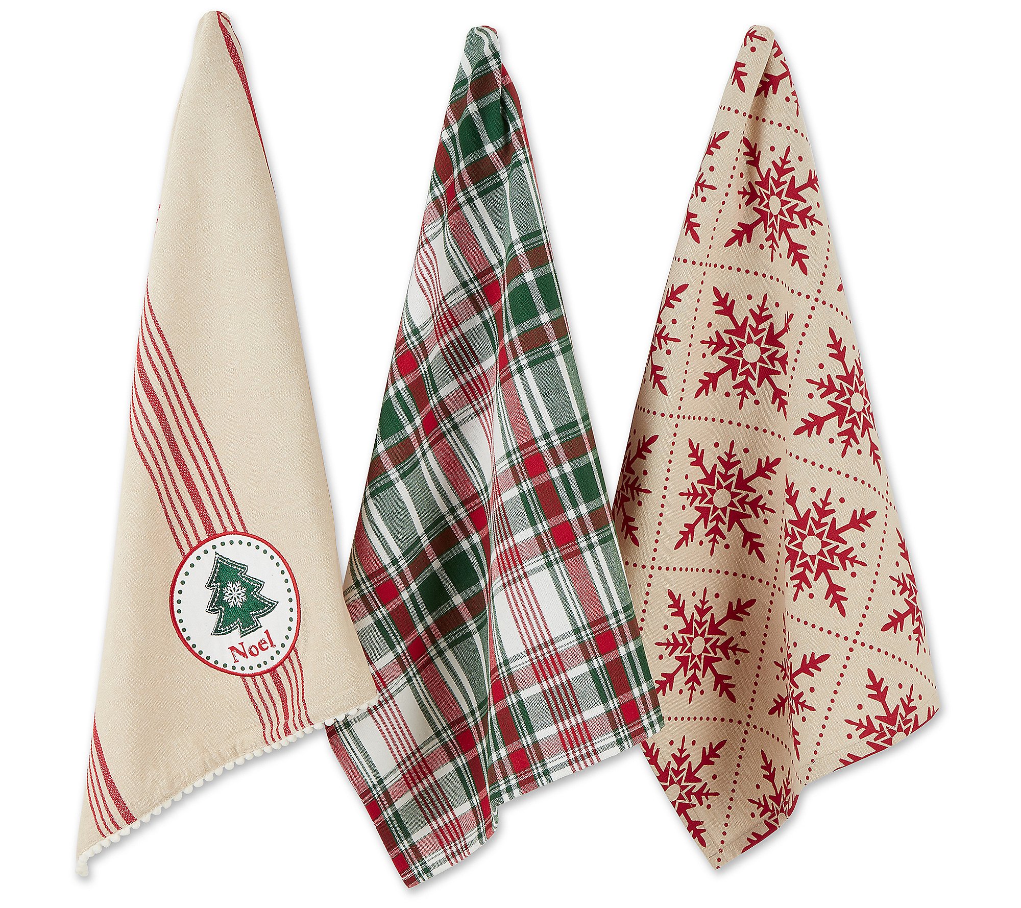 Design Imports Set of 3 Assorted Noel Tree Kitc hen Towels