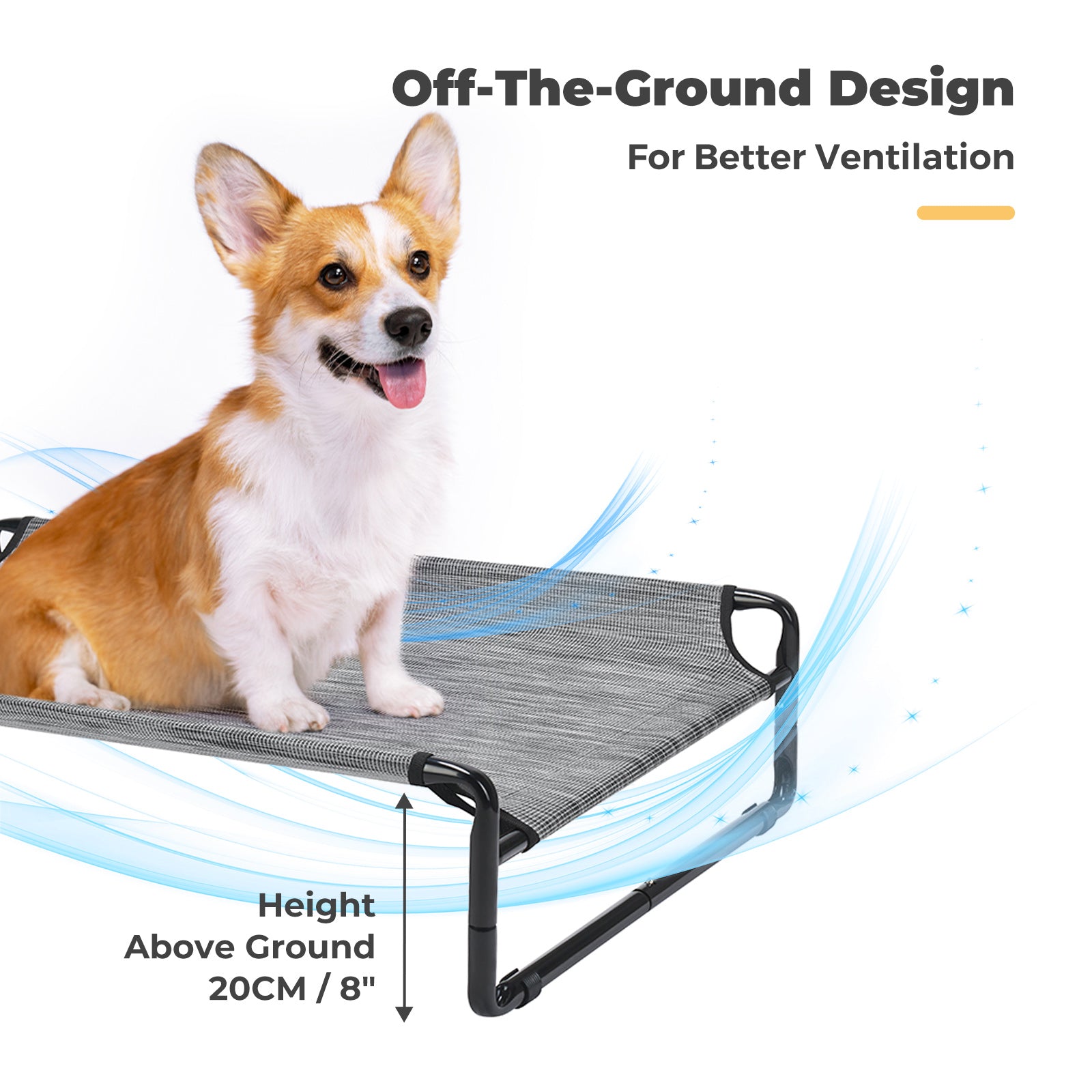 Veehoo Original Cooling Elevated Dog Bed， Raised Dog Cot with Washable Mesh， Medium， Black Silver