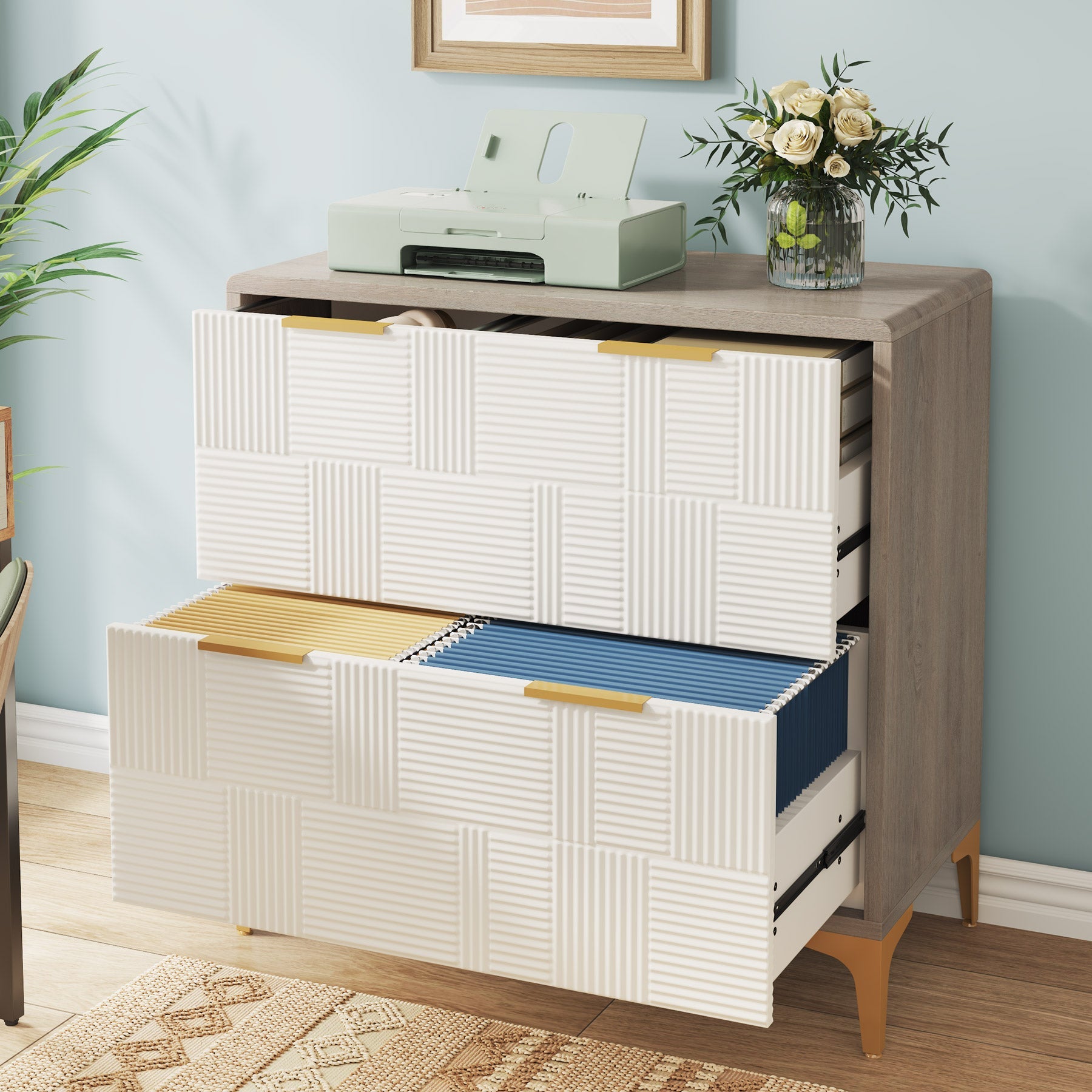 2-Drawer File Cabinet, Modern Filing Cabinet with Adjustable Hanging Bar