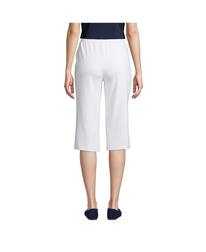 Women's Petite Sport Knit High Rise Elastic Waist Pull On Capri Pants