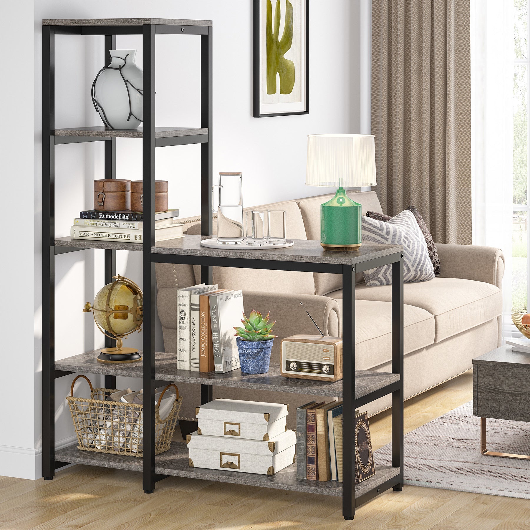 Ladder Bookshelf, 5-Tier Etagere Bookcase Display Rack for Home Office