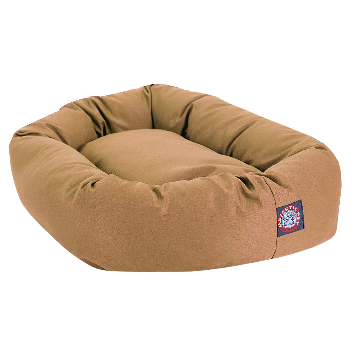 Majestic Pet | Poly/Cotton Bagel Pet Bed For Dogs， Khaki， Large
