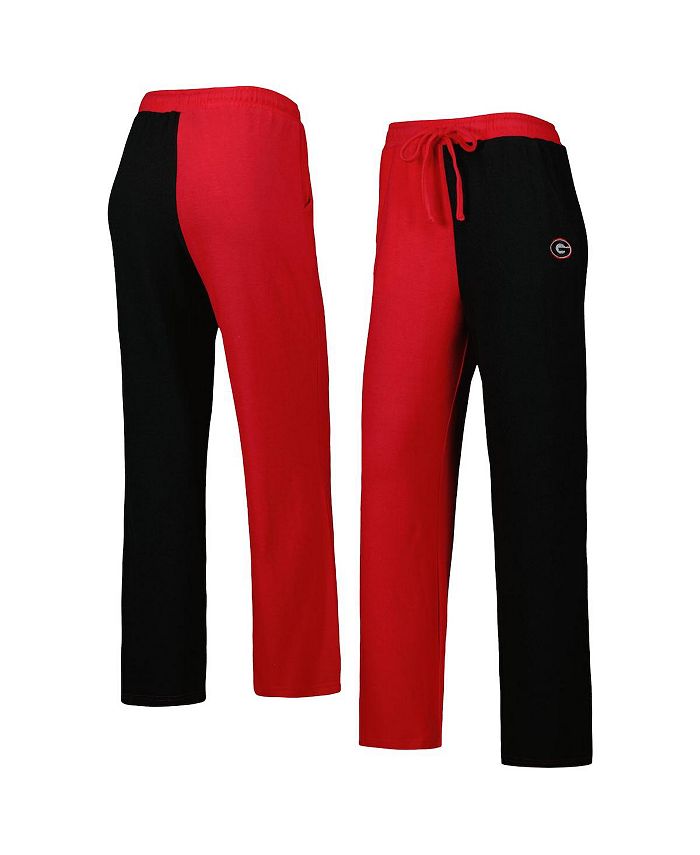 Women's Red， Black Georgia Bulldogs Colorblock Cozy Tri-Blend Lounge Pants