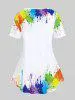 Paint Splatter Palm Printed Tee and Leggings Plus Size Matching Set Outfit