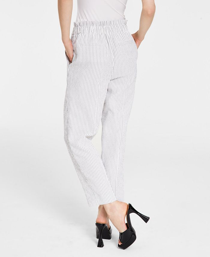 Women's Pucker-Stripe Tie-Waist Pants， Created for Macy's
