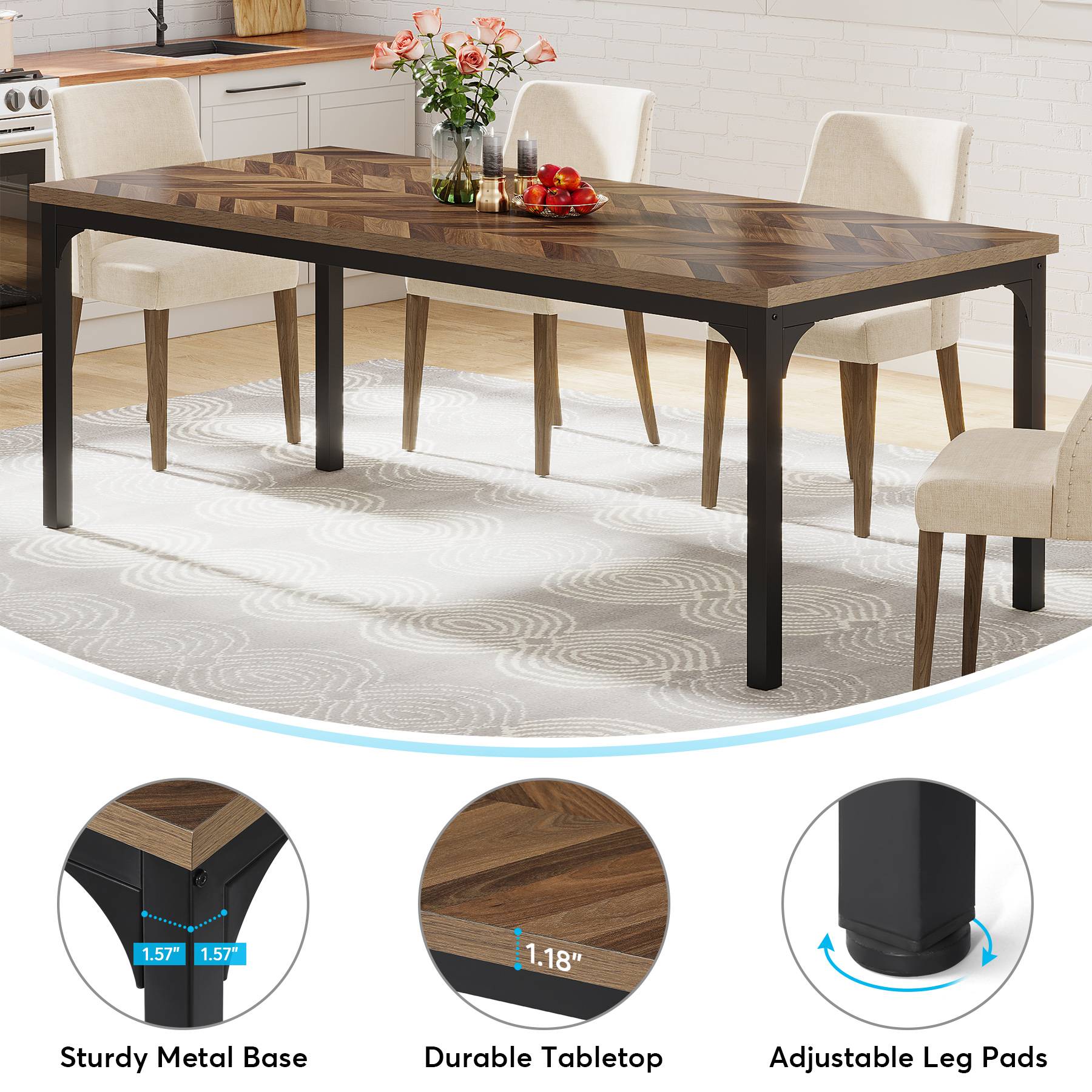 Wood Dining Table, 70.9