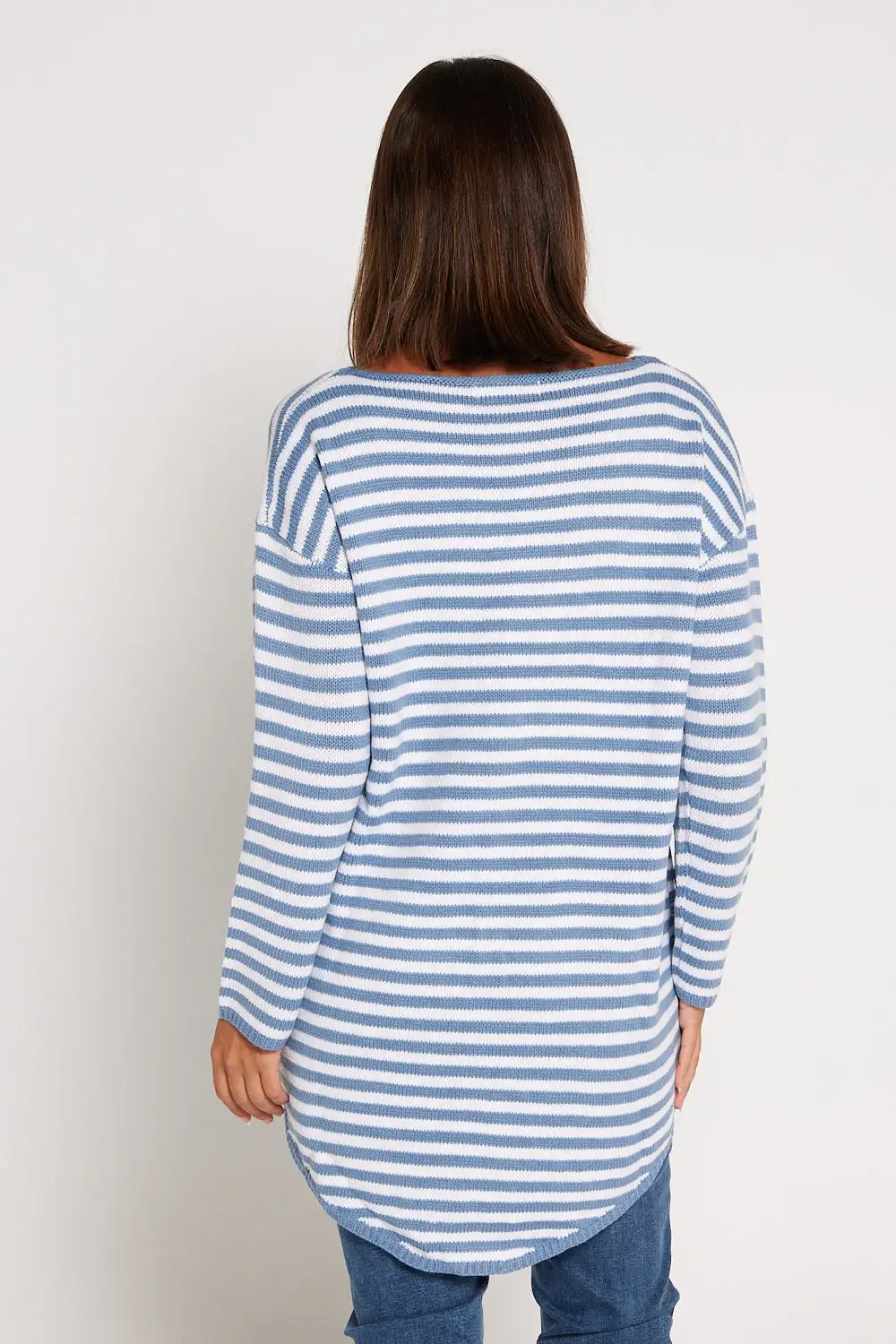 Kara Knit Jumper - Blue/White Stripe