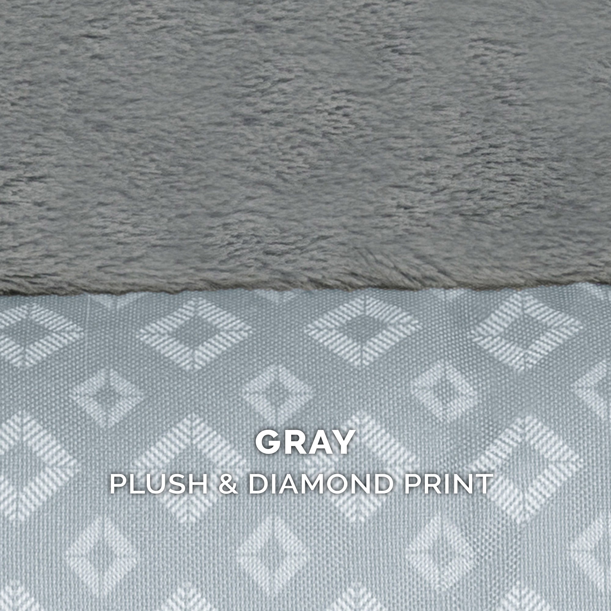 FurHaven Pet Product | Plush Fur and Diamond Print Nest-Top Full Support Orthopedic Foam Sofa Dog Bed - Gray， Medium