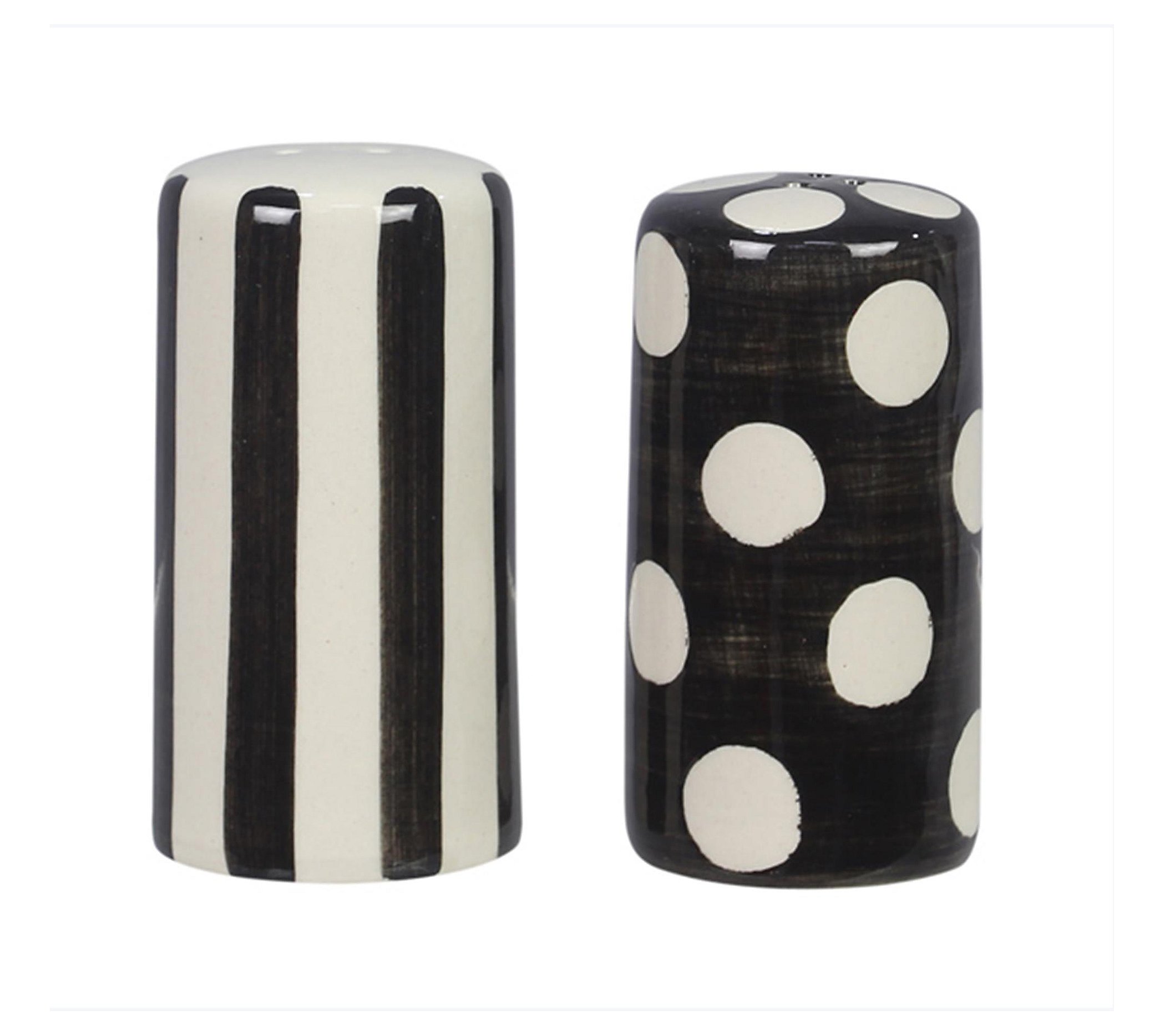 Young's Inc 2-Piece Black and White Salt and Pepper Shaker Set
