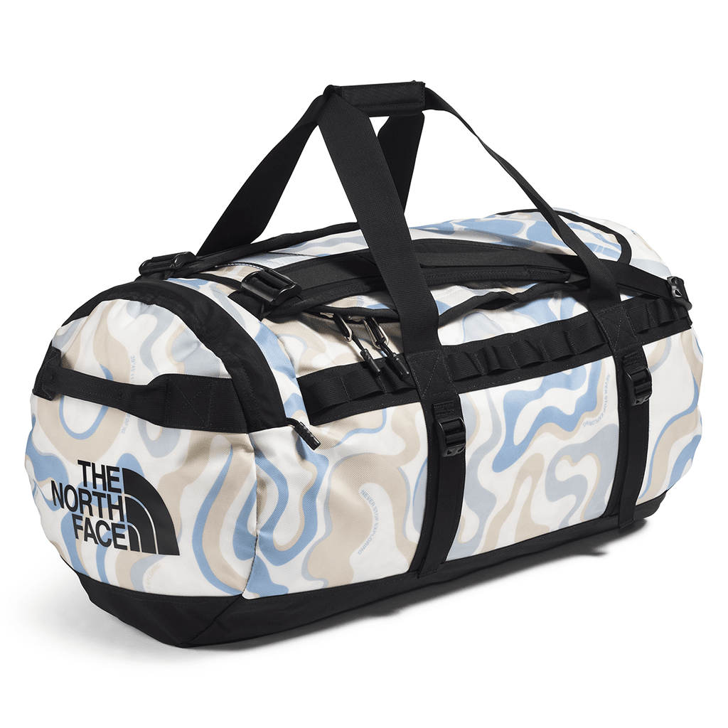 Base camp duffel bag M - White dune way lines / TNF black