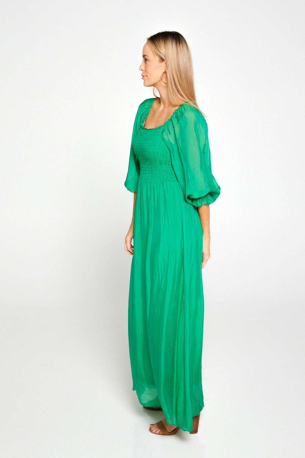 Viviette Silk Dress - Emerald Green