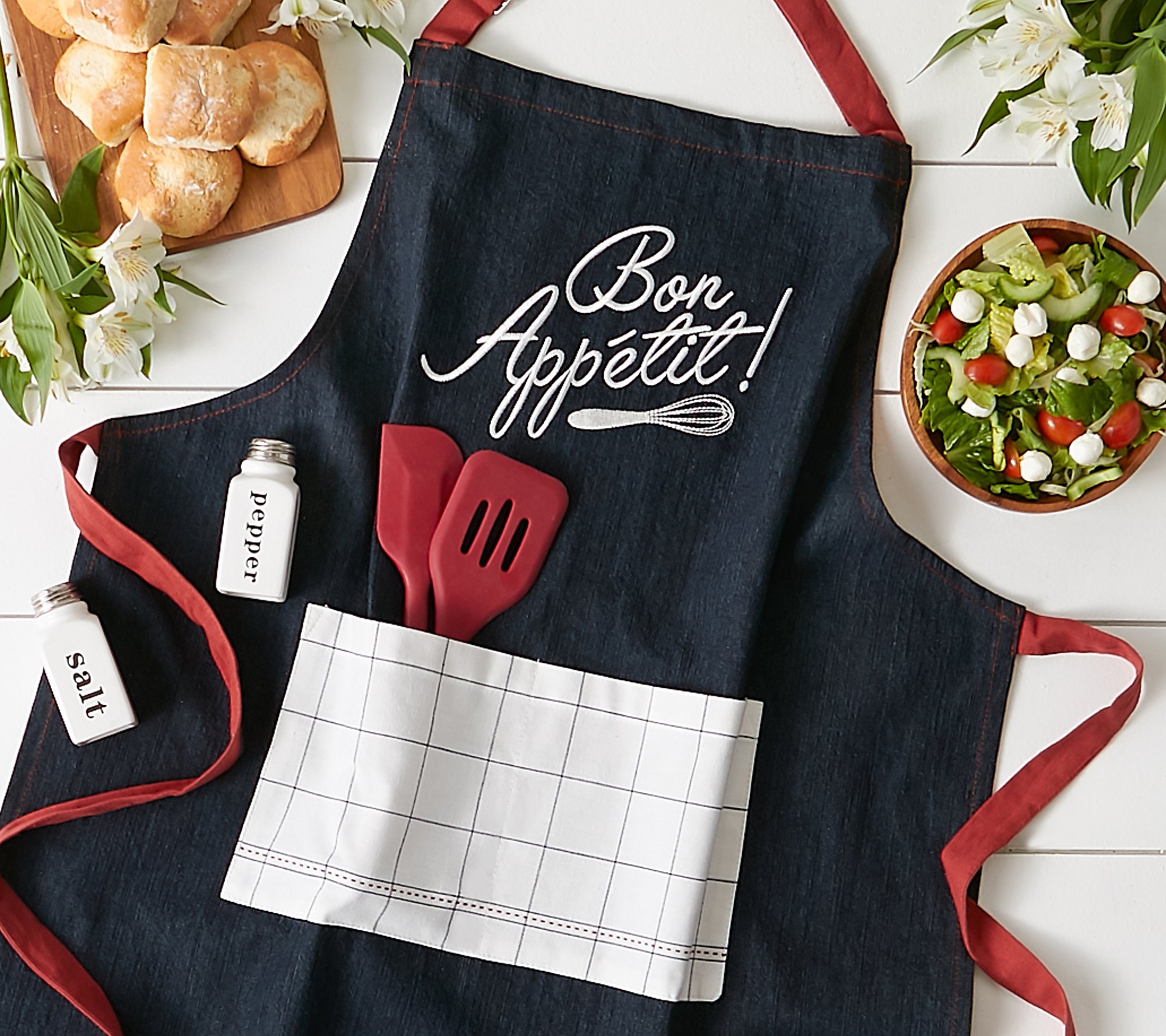 Design Imports  Bon Appetit Denim Embroidered Apron