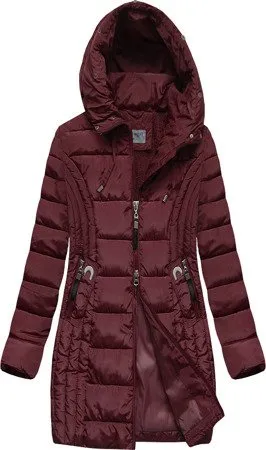 WOMEN'S LONG WINTER JACKET WITH A HOOD, BLACK