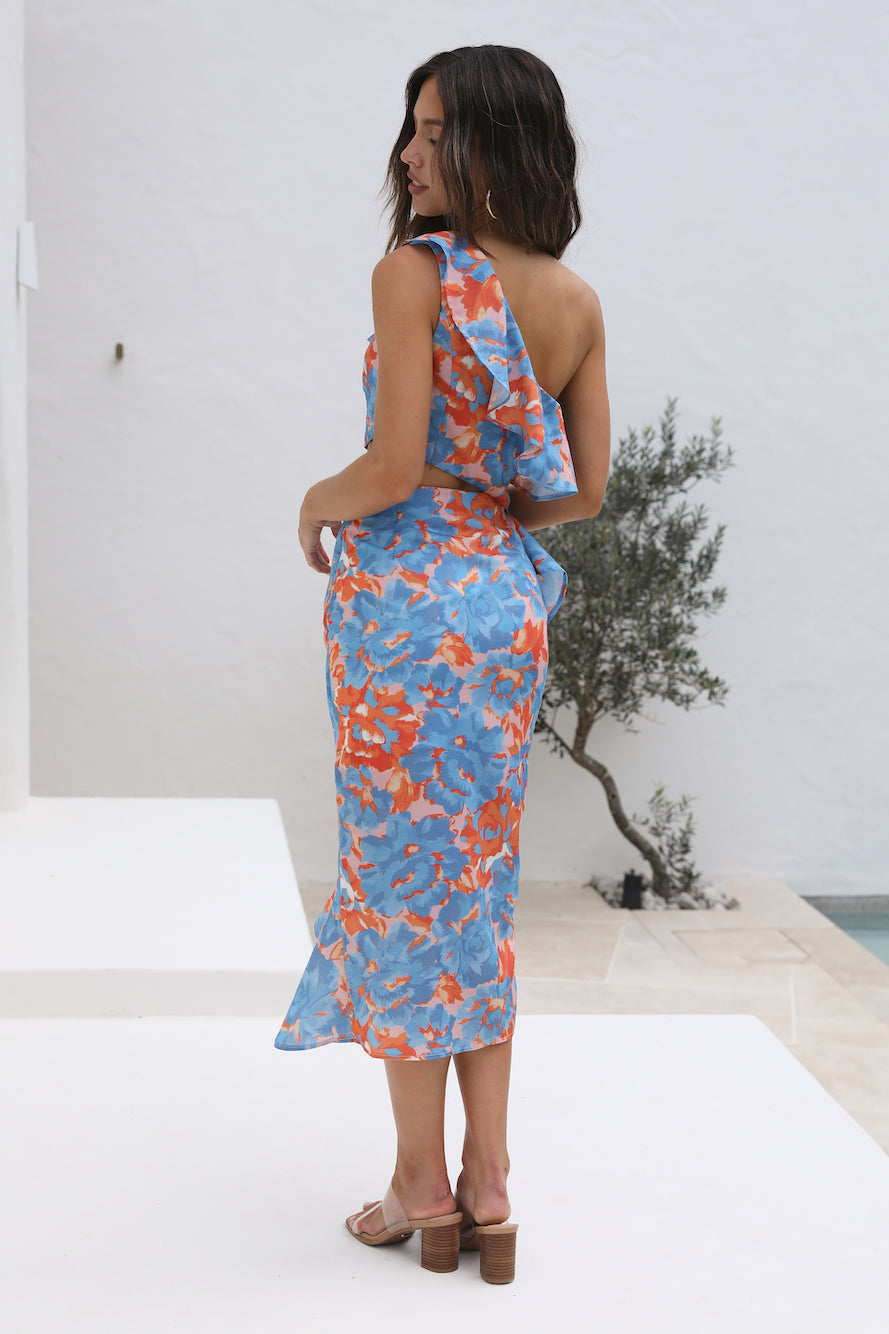 On Look Out Midi Skirt Blue